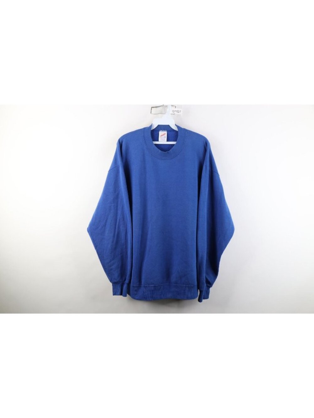 Vintage 90s Streetwear Mens Large Distressed Blank Crewneck Sweatshirt Blue USA